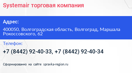 Systemair торговая компания - визитка