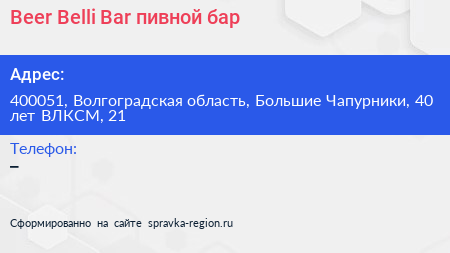 Beer Belli Bar пивной бар - визитка