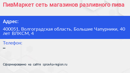 ПивМаркет сеть магазинов разливного пива - визитка