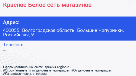 Красное Белое сеть магазинов - визитка