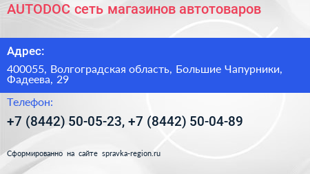 AUTODOC сеть магазинов автотоваров - визитка