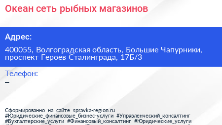 Океан сеть рыбных магазинов - визитка
