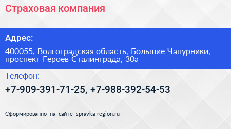 Страховая компания - визитка