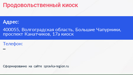 Продовольственный киоск - визитка
