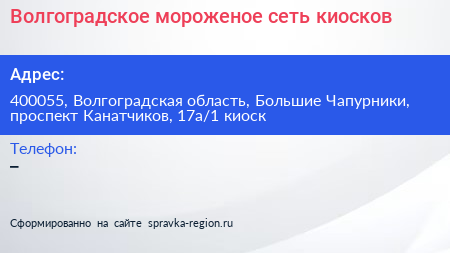 Волгоградское мороженое сеть киосков - визитка