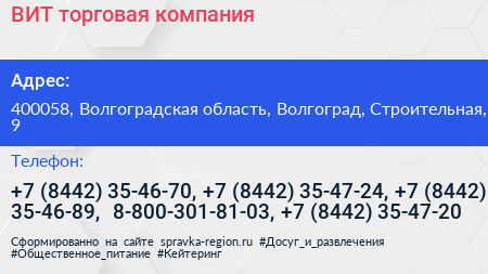 ВИТ торговая компания - визитка