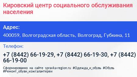 Кировский центр социального обслуживания населения - визитка