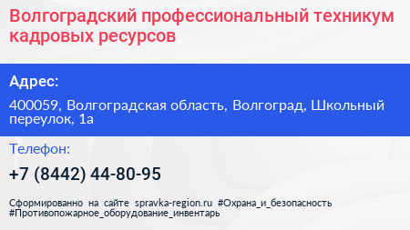 Волгоградский профессиональный техникум кадровых ресурсов - визитка