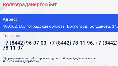 Волгоградэнергосбыт - визитка