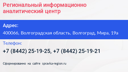 Региональный информационно аналитический центр - визитка