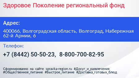 Здоровое Поколение региональный фонд - визитка