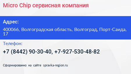 Micro Chip сервисная компания - визитка