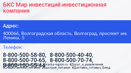 БКС Мир инвестиций инвестиционная компания - визитка