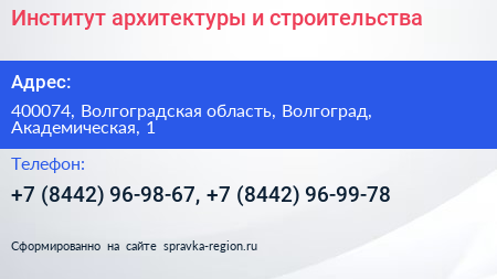 Институт архитектуры и строительства - визитка