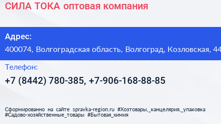 СИЛА ТОКА оптовая компания - визитка