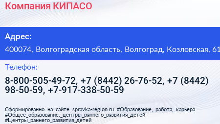 Компания КИПАСО - визитка