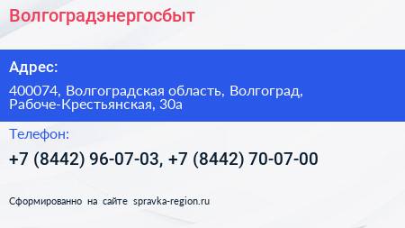 Волгоградэнергосбыт - визитка