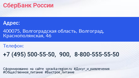 СберБанк России - визитка