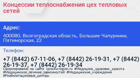 Концессии теплоснабжения цех тепловых сетей - визитка
