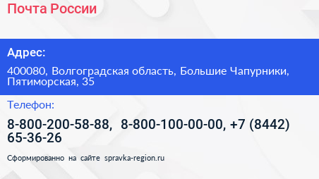 Почта России - визитка