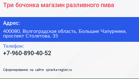 Три бочонка магазин разливного пива - визитка