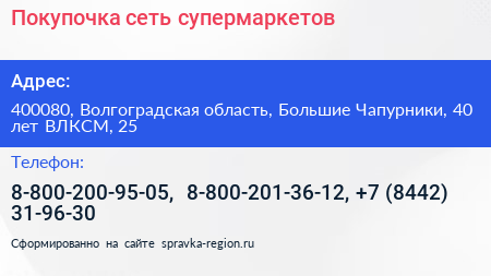 Покупочка сеть супермаркетов - визитка