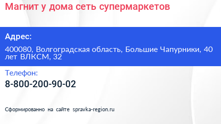 Магнит у дома сеть супермаркетов - визитка