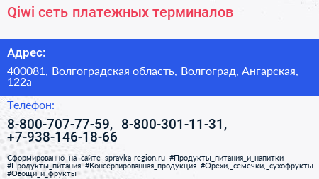 Qiwi сеть платежных терминалов - визитка