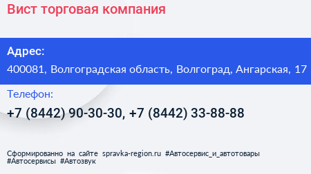 Вист торговая компания - визитка