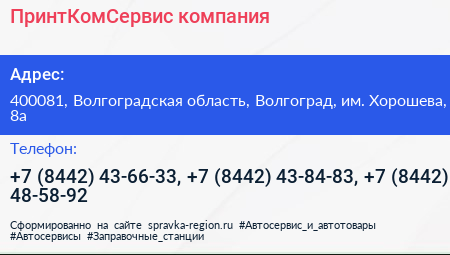 ПринтКомСервис компания - визитка