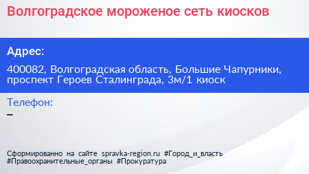 Волгоградское мороженое сеть киосков - визитка