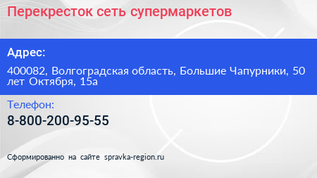 Перекресток сеть супермаркетов - визитка