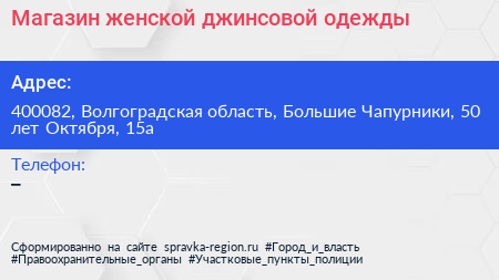 Магазин женской джинсовой одежды - визитка