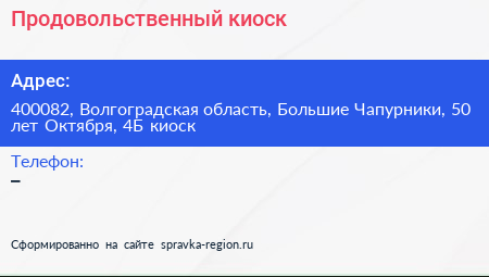 Продовольственный киоск - визитка