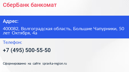 СберБанк банкомат - визитка