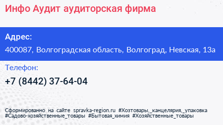 Инфо Аудит аудиторская фирма - визитка