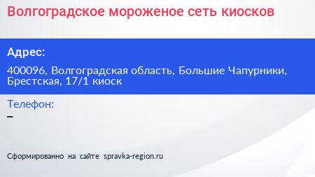 Волгоградское мороженое сеть киосков - визитка
