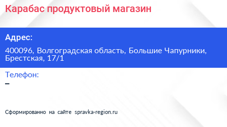 Карабас продуктовый магазин - визитка
