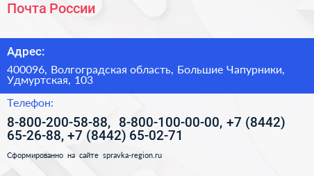 Почта России - визитка