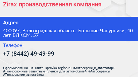 Zirax производственная компания - визитка
