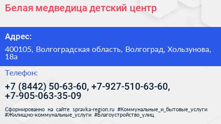 Белая медведица детский центр - визитка