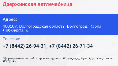 Дзержинская ветлечебница - визитка