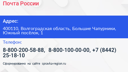 Почта России - визитка