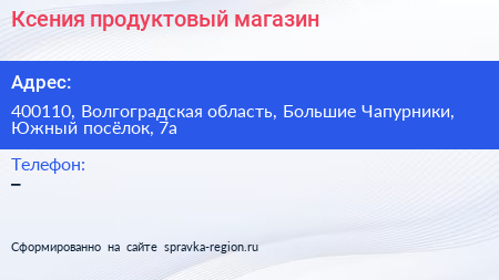 Ксения продуктовый магазин - визитка