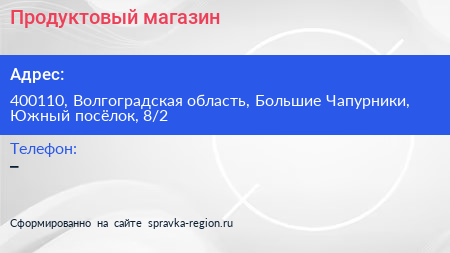 Продуктовый магазин - визитка