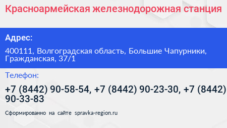 Красноармейская железнодорожная станция - визитка