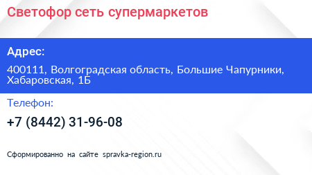 Светофор сеть супермаркетов - визитка