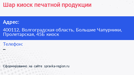 Шар киоск печатной продукции - визитка