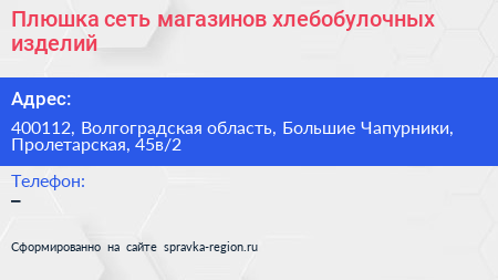 Плюшка сеть магазинов хлебобулочных изделий - визитка