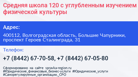 Средняя школа 120 с углубленным изучением физической культуры - визитка